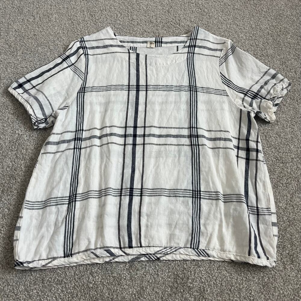 Chic Black & White Windowpane Plaid Blouse - 100% Cotton